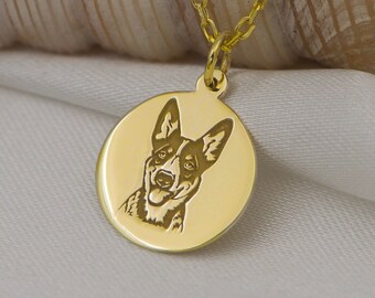 14K Gold Australian Cattle Dog Necklace - Custom Dog Pendant, Personalized Pet Jewelry, Aussie Lover Gift, Unique Dog Charm, Dog Lover Gift