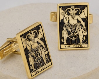 Personalized Engraved Tarot Card Cufflinks - Custom Mens Cuff Links - Cufflinks For Men - Grossmen Cufflinks - Gift For Him - Demir Uluer