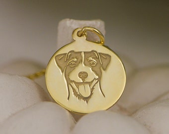 Personalized Jack Russell Terrier Necklace 14k Solid Gold - Custom Dog Portrait Pendant - Pet Lover Gift - Handmade Dog  Jewelry