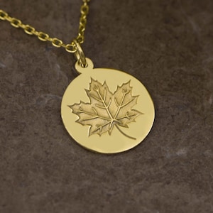 14K Solid Gold Ahornblatt Halskette - Herbst inspiriert Schmuck, kanadische Natur Anhänger, Herbst Saison Blatt Charme, elegantes Wald Zubehör