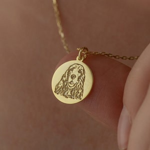 14k Solid Gold Cute English Cocker Spaniel Necklace - Custom Pet Jewelry - Pet Memorial Gift - Birthday Gift - Gift for Her - By Demir Uluer