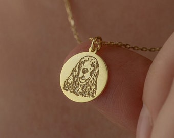 14k Solid Gold Cute English Cocker Spaniel Necklace - Custom Pet Jewelry - Pet Memorial Gift - Birthday Gift - Gift for Her - By Demir Uluer