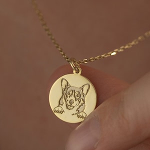 Real 14k Solid Gold Corgi Dog Necklace - Custom Pet Portrait Pendant - Dainty Pet Jewelry - Pet Memorial Gift - Best Friend By Demir Uluer