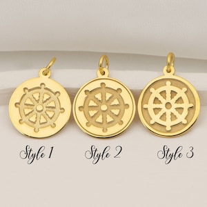 Dharma Wheel Necklace Real 14k Solid Gold By Demir Uluer - Personalized Dharma Wheel Pendant  - Dainty Dharma Jewelry  - Gift for Her