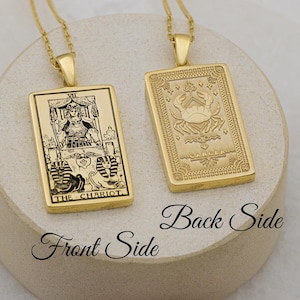 Doppelseitige Astrologie Tarot Halskette Der Wagen Krebs Von Demir Uluer - Sternzeichen Anhänger - Astrologie Schmuck - Geburtstagsgeschenk - Mutter Geschenk