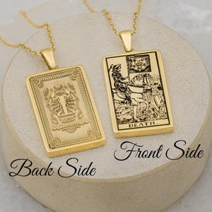 Tarot Sternzeichen Halskette Der Tod Skorpion Doppelseitig Von Demir Uluer - Zierlicher Boho Anhänger - Astrologie Schmuck - Geschenk für sie