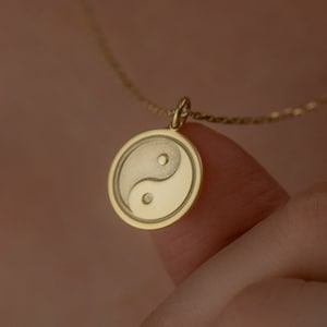 14k Real Solid Gold Yin Yang Necklace - Personalized Spiritual Jewelry - Dainty Occult Necklace - Gift for Her  By Demir Uluer