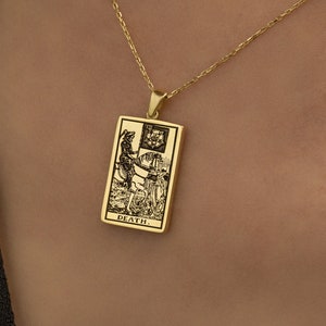 Der Tod Skorpion Tarot Sternzeichen Halskette Doppelseitig Von Demir Uluer - Zierlicher Boho Anhänger - Astrologie Schmuck - Personalisierte Geschenke
