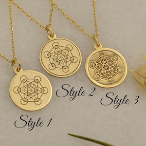 14k Real Solid Gold Metatron Necklace - Personalized Metatrons Cube  Pendant - Dainty Spiritual Jewelry - Gift for Her - By Demir Uluer