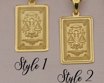 Handmade 14K Solid Gold Libra Zodiac Sign Necklace - Personalized Balance Pendant - Astrology Jewelry - Gift for Her - Birthday Present