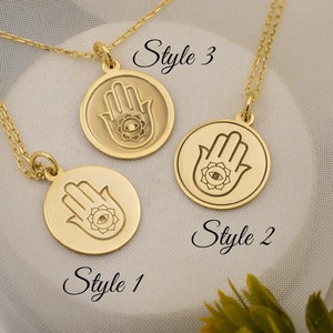 14k Real Solid Gold Hamsa Hand Necklace - Personalized Hand of Fatima Pendant - Dainty Protection Jewelry - Gift for Her - By Demir Uluer
