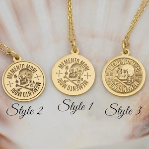 Real 14k Solid Gold Memento Mori Necklace - Personalized Memento Mori Pendant - Dainty Spiritual Jewelry - Gift for Her - By Demir Uluer