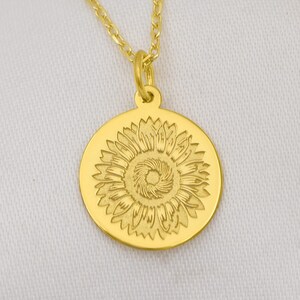 14K Solid Gold Sunflower Necklace - Whimsical Floral Jewelry | Gold Flower Pendant | Symbol of Positivity and Joy | Unique Gift for Her