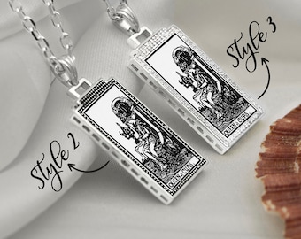 Queen of Cups Silver Gold Tarot Card Necklace  Personalized Tarot card Pendant Tarot Gifts Tarot Jewelry  Gift for Her Him By Demir Uluer