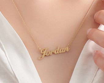 Gepersonaliseerde gouden Namenskette-Schriftzug Namenskette-zierliche Namenskette-Charme Namenskette-Personalisierter Schmuck-Mütter Schmuck