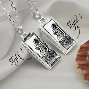 Queen of Cups Silver Gold Tarot Card Necklace  Personalized Tarot card Pendant Tarot Gifts Tarot Jewelry  Gift for Her Him By Demir Uluer