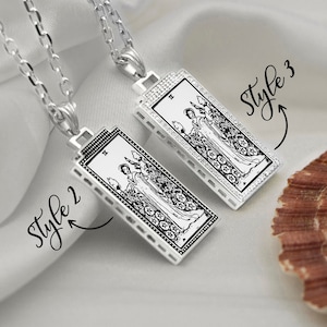 Nine of Pentacles Tarot Card Necklace • Tarot Pendant Necklace • Dainty Tarot Tag Necklace • Celestial Necklace • Gifts For Mom