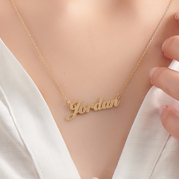 Personalisierte goldene Namenskette-Schriftzug Namenskette-zierliche Namenskette-Charme Namenskette-Personalisierter Schmuck-Mütter Schmuck