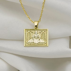 Collar del zodiaco Virgo de oro amarillo real de 14 k - Signos del zodiaco delicados - Colgante de moneda del zodiaco de oro rosa - Regalo de cumpleaños - Regalo para mamá por ULUER