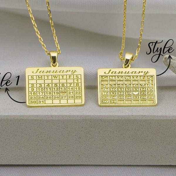 Calendar Necklace Etsy