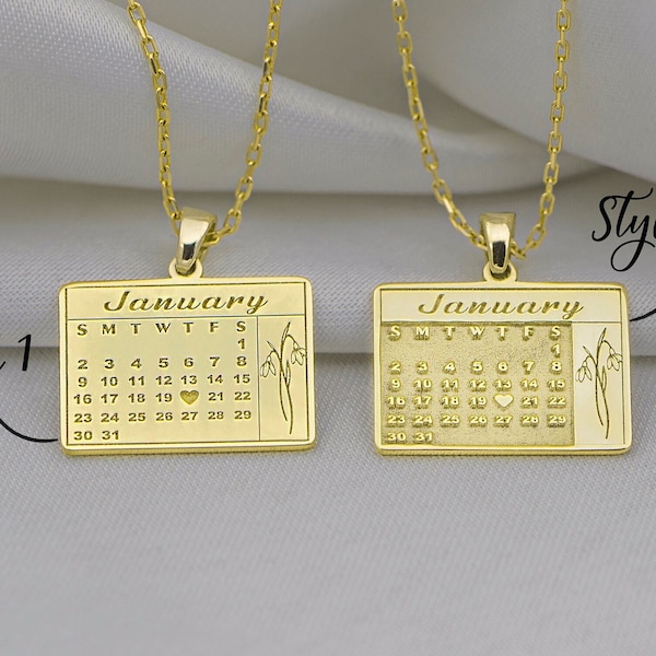 Calendar Necklace Etsy