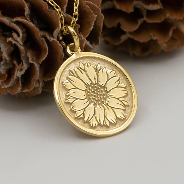 Real 14k Solid Gold Sunflower Necklace By Demir Uluer - Daisy Necklace - Delicate  Sunflower Jewelry - Dainty Sunshine Pendant Gift For Her