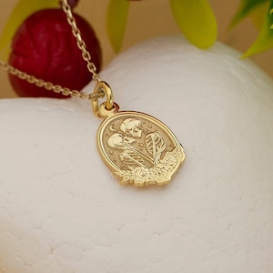 Real 14k Solid Gold Skull Lovers Necklace By Demir Uluer - Dainty Floral Skull Lovers Jewelry - Tiny Skull Lovers  Pendant - Gift For Her