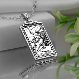 Knight of Swords Tarot Card Necklace Silver or Gold Tarot Jewelry Gifts Tarot Pendant Necklace  Gift for Best Friend  by Uluer Jewelry