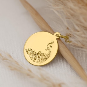 14K Solid Gold Peacock Necklace - Elegant Animal Jewelry | Symbol of Beauty and Grace | Unique Nature-Inspired Pendant for Women