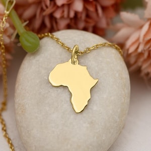 14K Solid Gold Africa Map Pendant - African Heritage Necklace | Cultural Jewelry | Continent Map Charm for Women and Men | Gold Africa Gift