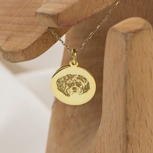 Collar de Shih Tzu de oro macizo real de 14 k por Demir Uluer - Colgante de Shih Tzu personalizado - Joyería animal pequeña - Regalo conmemorativo de Shih Tzu para ella