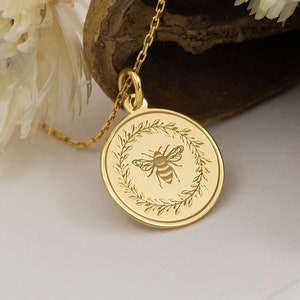 14k Real Solid Gold Bee Necklace  - Personalized Honey Bee Jewelry - Dainty Gold Bee  Pendant - Gift for Her Gifts For Mom - By Demir Uluer