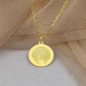 Real 14k Gold Sea shell Necklace - Dainty Shell Pendant - Delicate Seashell Jewelry - Tiny Summer Charms - Christmas Gift - by Uluer Jewelry