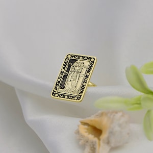 Tarot Card Ring The High Priestess - Tarot Jewelry - Tarot Gifts Gift For Mom Astrology Ring Gift for her Personalized Ring Uluer jewelry
