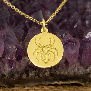 14K Solid Gold Spider Pendant - Gothic Jewelry | Gold Spider Charm Necklace | Halloween Pendant for Men and Women | Unique Insect Gift