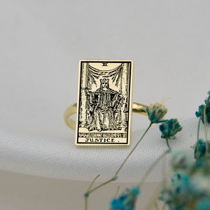 Mystischer Ring - 14K Gelbgold Tarot Ring - Die Gerechtigkeit Ring Magischer Ring für Freunde - Ring Geschenke - Mutter Geschenk - Mutter Geschenk - Von Uluer