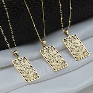 Glücksrad Tarot Halskette - 10k Solid Gold Tarot Schmuck - Zierliche Tag Anhänger Halskette - Himmlischer Schmuck - Muttertagsgeschenk
