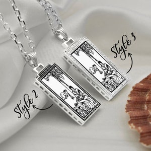 Four of Cups Tarot Card Necklace Gold or Silver  Personalized Tarot card Jewelry Tarot Gifts   Gift for Wife  and Him by Uluer Jewelry