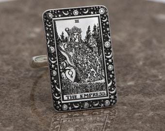 Tarot Jewelry  Empress Tarot Card Ring Silver Tarot Gifts Astrology Ring Zodiac Ring Gift For Her Mom Gifts Personalized Ring by Uluer