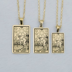 Tarot Schmuck 10k Solid Gelbgold Tarot Halskette Die Stern-Tag-Halskette Himmlischen Schmuck Spirituelle Halskette Geschenk für sie Bestes Geschenk für Mama