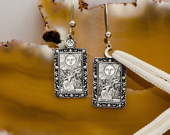 The Sun Tarot Card Earrings – 925 Sterling Silver, Magical Jewelry