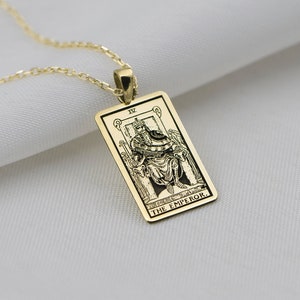14k Solid Gold Tarot Karten Halskette - Der Kaiser Tarot Schmuck - Wahrsage Anhänger - Geburtstagsgeschenke - Beste Geschenke Für Mama Individuelles Geschenk