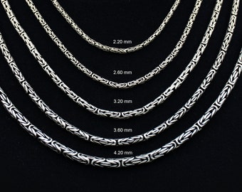 Byzantine Chain Necklace For Men 925 Sterling Silver- Handmade Oxidized Silver Jewelry - Solid Thick King Chain - Fathers Day Gift