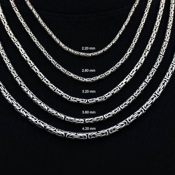 Byzantine Chain Necklace For Men 925 Sterling Silver- Handmade Oxidized Silver Jewelry - Solid Thick King Chain - Fathers Day Gift