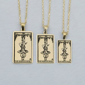 The Hanged Man Tarot Karten Anhänger 10K Solid Gold Tarot Halskette - 14K Tarot Schmuck - Sternzeichen Schmuck - Geschenk für Mutter - Geschenk für Frau By ULUER
