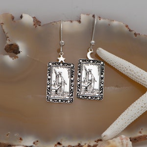 Tarot Card Earrings The Magician Sterling Silver or Gold  - Tiny Mystical Earrings - Tarot Jewelry Gifts - Gift For Her - Christmas Gift