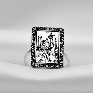 Six of Wands Tarot Card Ring Silver Tarot Accessories Tarot Gifts Gift For Mom Girl friend Gifts Personalized  Astrology Ring Uluer jewelry
