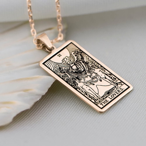 14k Solid Gold Tarot Necklace the Empress Tarot Card Jewelry Etsy
