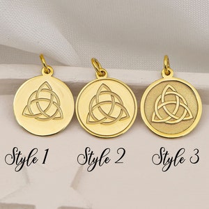 Real 14k oro sólido triquetra collar por Demir Uluer - colgante de nudo celta de oro amarillo personalizado - delicado collar irlandés joyería celta