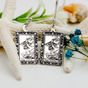 Tarot Card Earrings The Fool Sterling Silver or Gold - Tarot Jewelry Gifts Gold Christmas Gift - Gifts For Her - Gift For Mom - By Uluer